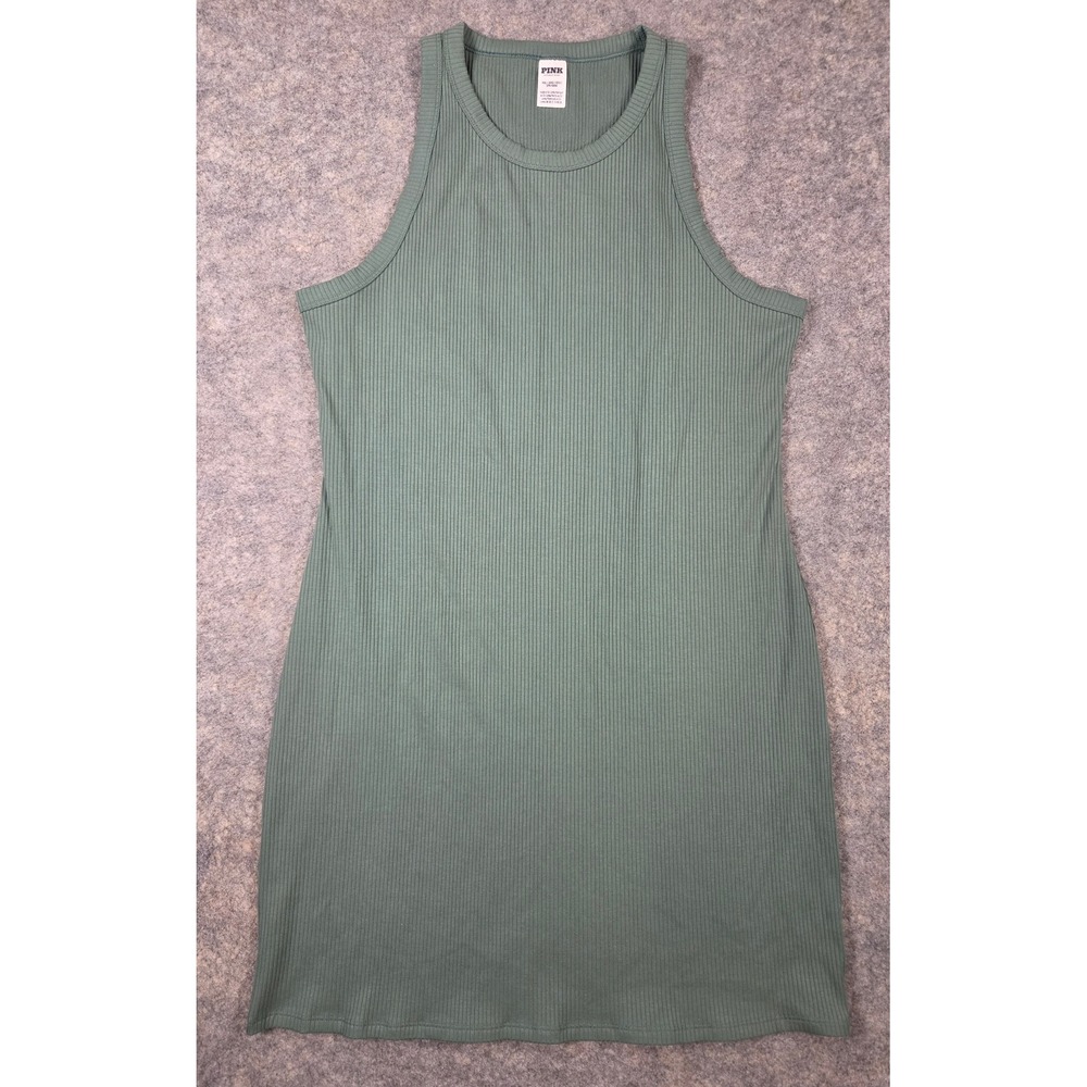 Victoria's Secret PINK Ribbed Sleeveless Mini Dress Sage Green XXL Racerback